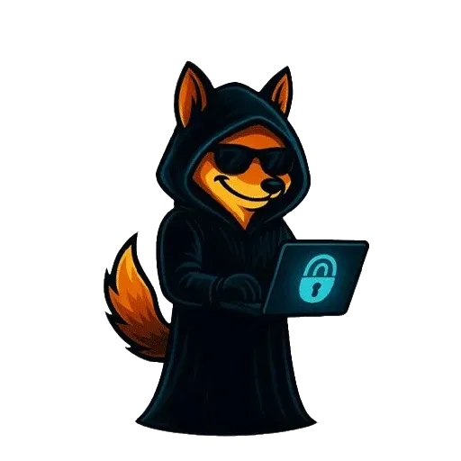 Ech the Tech Fox, a futuristic holographic mascot for Find Cheap VPNs.