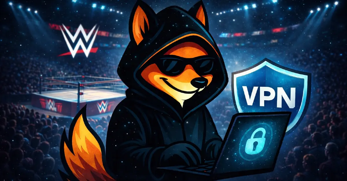 Diagram showing the flow of how to stream WWE events using a VPN connection