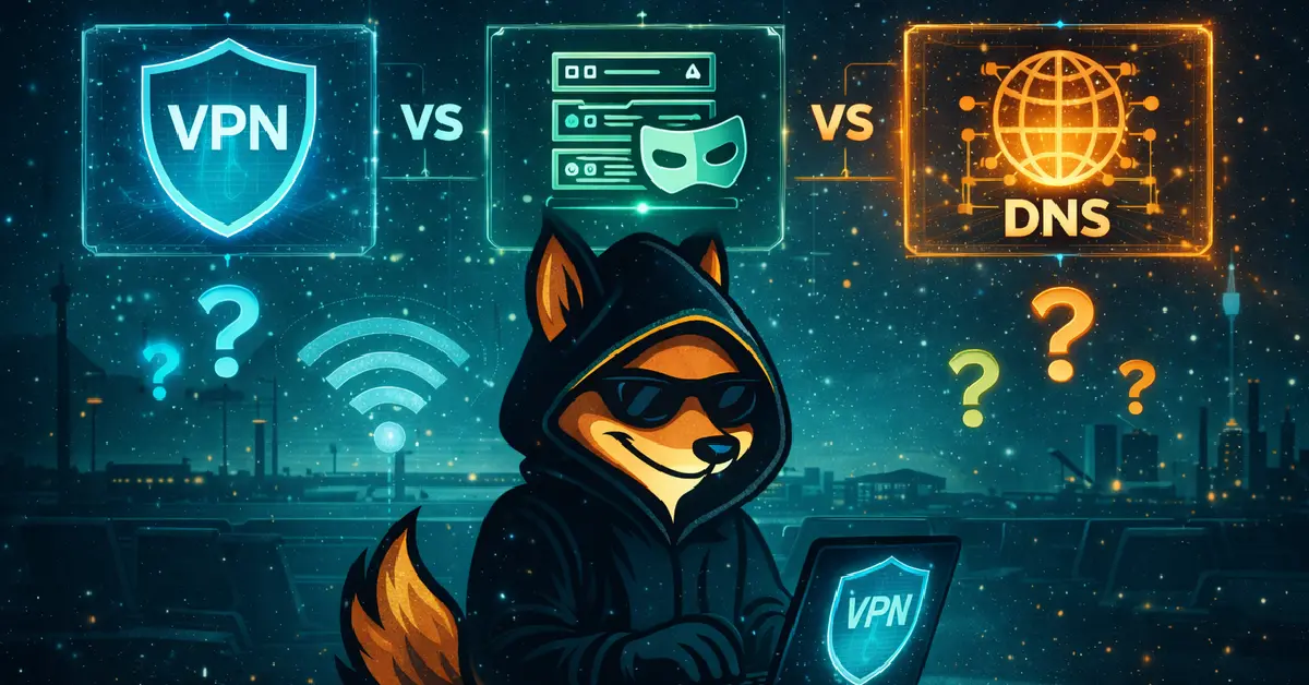 VPN vs Proxy vs Smart DNS Architecture Diagram