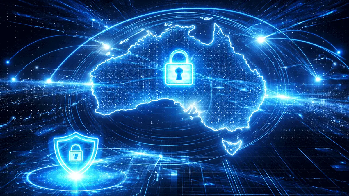 Map showing Australia and surging VPN connections