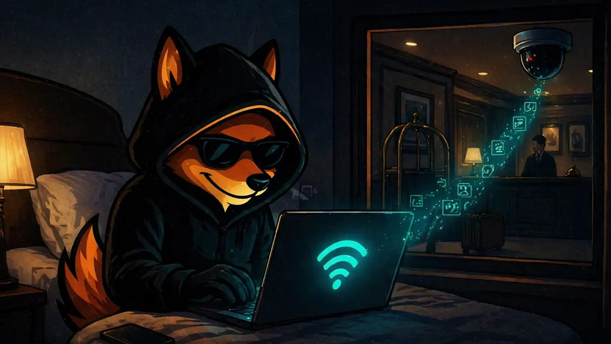 Illustration showing hotel Wi-Fi visibility into browsing activity