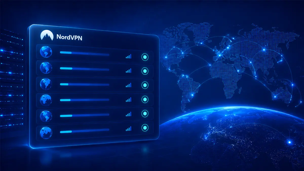 NordVPN server locations world map visual showing global VPN server coverage