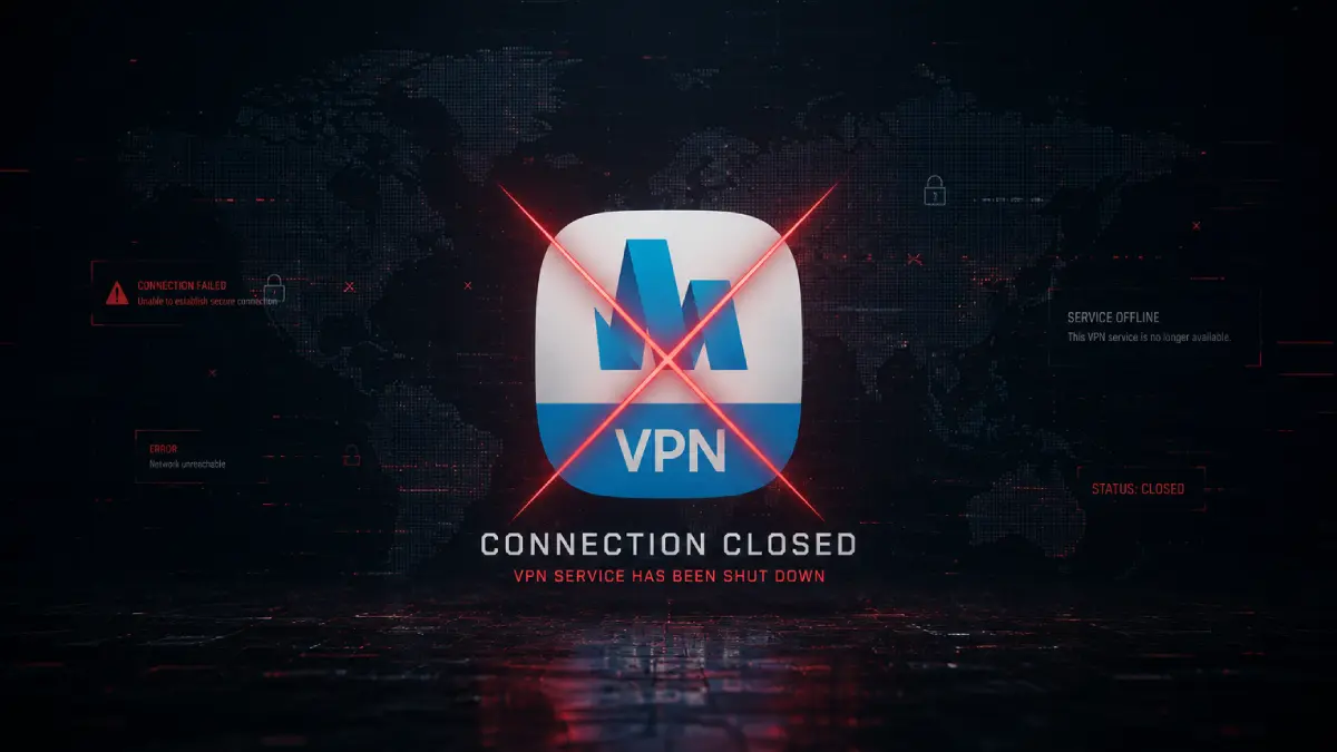 Samsung Max VPN shutdown banner showing the discontinued Galaxy privacy and data saver service