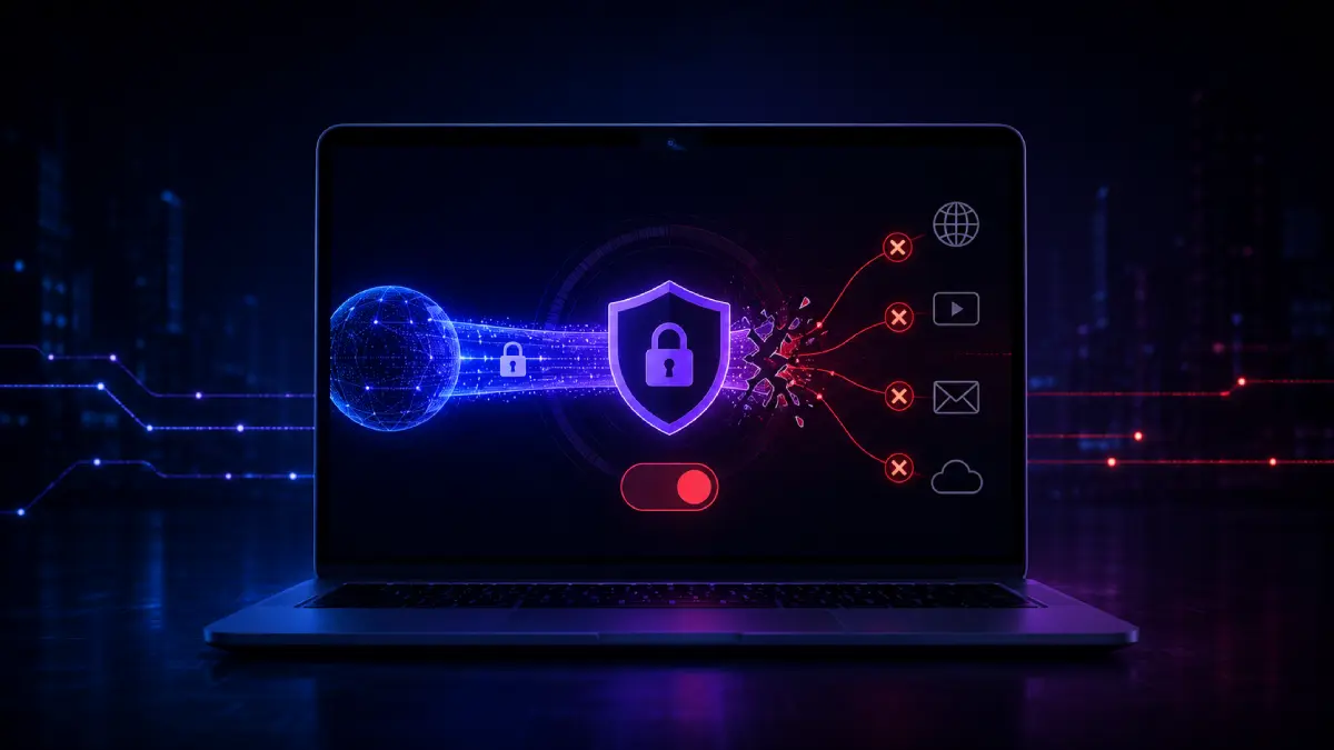VPN kill switch blocking internet traffic when a VPN connection drops